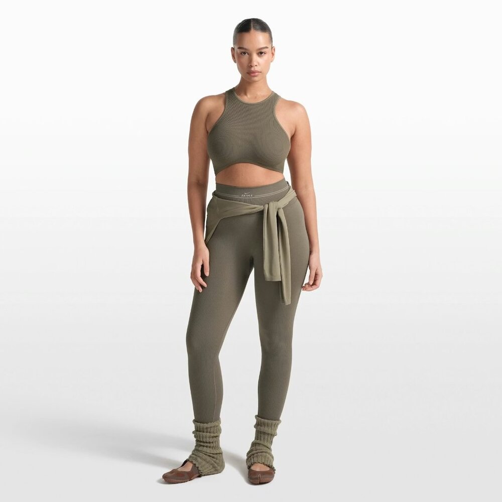 Nike SKIMS RIBBED SEAMLESS 26" LEGGING in Dusty Oak Moss SZ 2X NWT